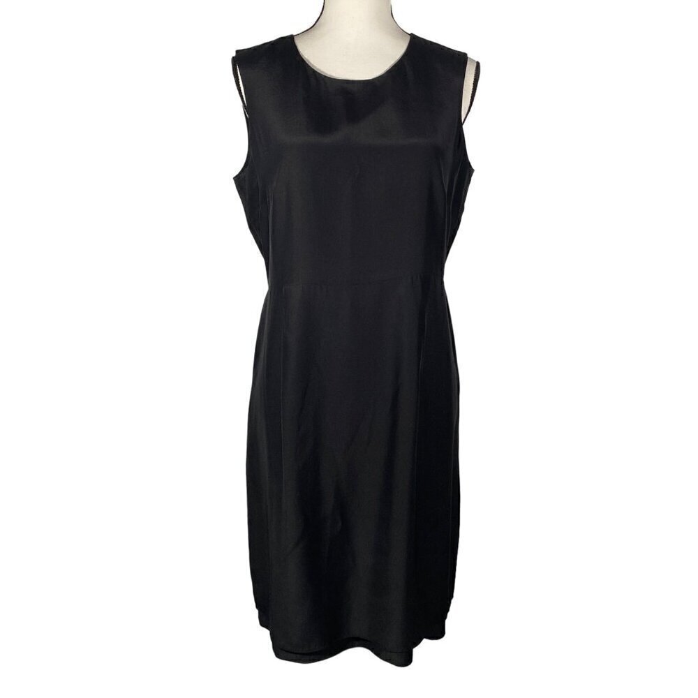 Garnet Hill silk little black dress womens 10